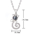 100 Language I love You Necklace Memory Projection Pendant Wedding Letter Necklace, Rose Gold, White Copper