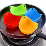 Moule à œufs en silicone, support à œufs, outils de cuisine, ustensiles de cuisson pour crêpes, œufs à la vapeur, plateau, vert, rouge, 4 pièces pour œufs à la vapeur