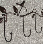 Patères décorées en fer forgé avec motif oiseaux