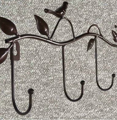 Patères décorées en fer forgé avec motif oiseaux