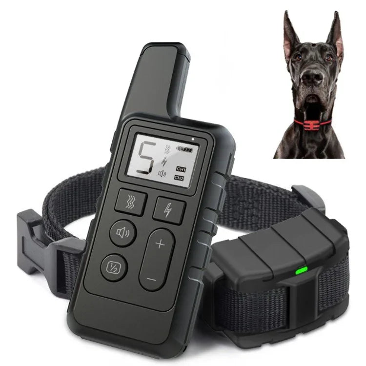 Collier anti-aboiements pour chien avec télécommande et choc électrique, étanche, portée 500 m