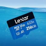 Carte mémoire flash Lexar 633x 256 Go haute vitesse pour appareil photo de téléphone portable, enregistreur de conduite, stockage dédié, 256 Go