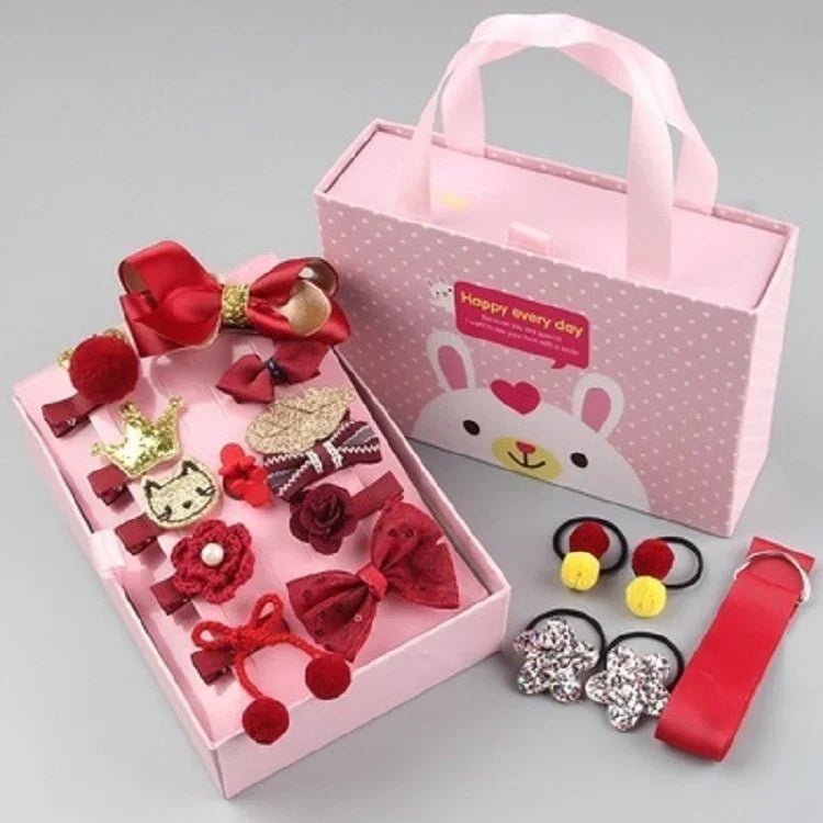 18 pièces/ensembles d'accessoires pour cheveux de bébé filles, épingles à cheveux, anneaux à cheveux, en boîte, TBD077045401A, TBD077045401B, TBD077045401C, TBD077045401D, TBD077045401E