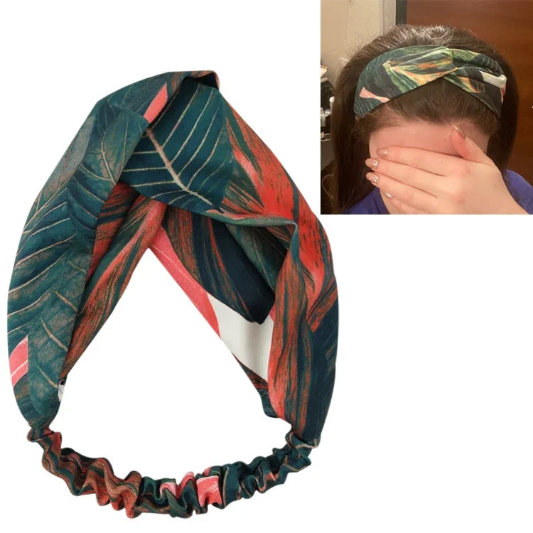 Serre-têtes Bandeaux pour femmes Style Bohème d'été Rétro Nœud Croisé Turban