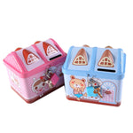 Children Cartoon Saving Small Coin Storage House Piggy Bank, Pink, Blue