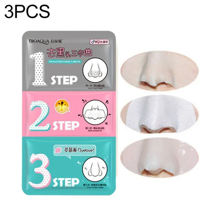 3 masques pour le nez de porc pour éliminer les points noirs, l'acné, le kit de soin en 3 étapes, bleu, rouge