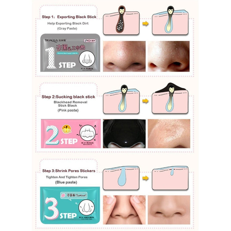 3 masques pour le nez de porc pour éliminer les points noirs, l'acné, le kit de soin en 3 étapes, bleu, rouge