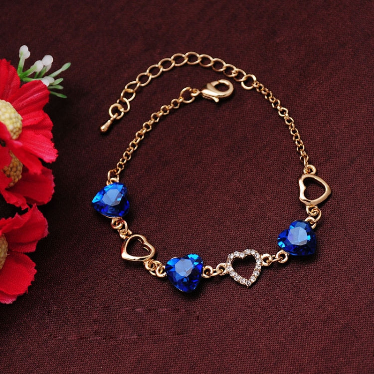 Bracelets à breloques cœurs en cristal pour femme, violet, bleu, rose, bleu ciel