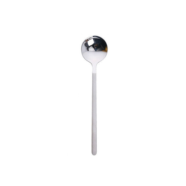 Mini accessoires Cuillère à café Cuillère à dessert de cuisine Forme ronde Café Acier inoxydable Maison, 13cm, 15cm, 17cm