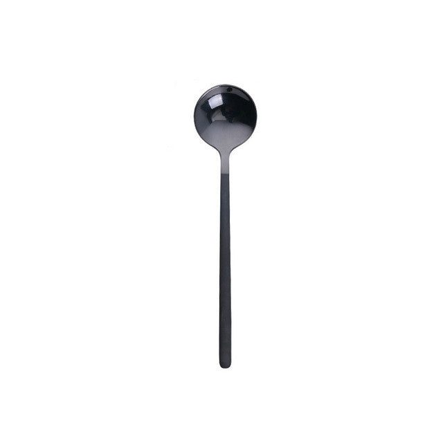 Mini accessoires Cuillère à café Cuillère à dessert de cuisine Forme ronde Café Acier inoxydable Maison, 13cm, 15cm, 17cm