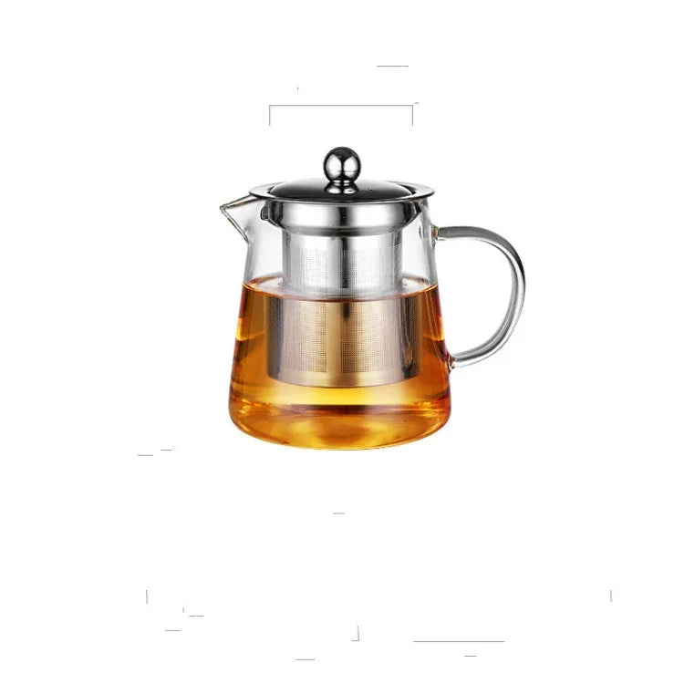 Grande Théière en Verre Résistante à la Chaleur de Grande Capacité avec Filtre en Acier Inoxydable pour le Thé Kung Fu, 450ML, 550ML, 750ML, 950ML