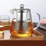 Grande Théière en Verre Résistante à la Chaleur de Grande Capacité avec Filtre en Acier Inoxydable pour le Thé Kung Fu, 450ML, 550ML, 750ML, 950ML