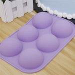 2 PCS Moule à gâteau en silicone semi-circulaire de 6 cavités, petit moule à gelée, bougie parfumée, plâtre, petit semi-circulaire
