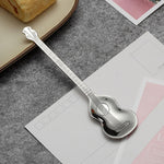 Cuillère à café en acier inoxydable en forme d'instrument de musique créative, guitare argentée, octogonale argentée, luth argenté, Yueqin argenté, guitare or titane, octogonale or titane, luth or titane, Yueqin or titane, guitare or rose