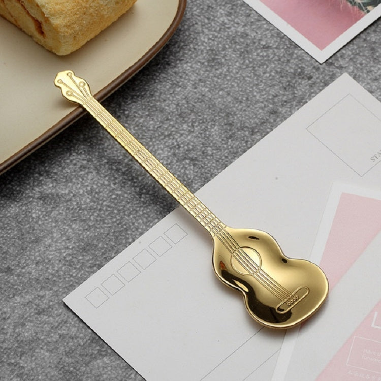 Cuillère à café en acier inoxydable en forme d'instrument de musique créative, guitare argentée, octogonale argentée, luth argenté, Yueqin argenté, guitare or titane, octogonale or titane, luth or titane, Yueqin or titane, guitare or rose
