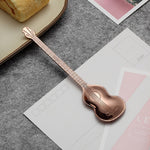 Cuillère à café en acier inoxydable en forme d'instrument de musique créative, guitare argentée, octogonale argentée, luth argenté, Yueqin argenté, guitare or titane, octogonale or titane, luth or titane, Yueqin or titane, guitare or rose