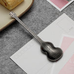 Cuillère à café en acier inoxydable en forme d'instrument de musique créative, guitare argentée, octogonale argentée, luth argenté, Yueqin argenté, guitare or titane, octogonale or titane, luth or titane, Yueqin or titane, guitare or rose