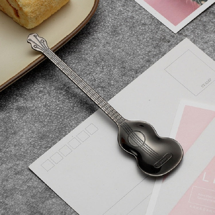 Cuillère à café en acier inoxydable en forme d'instrument de musique créative, guitare argentée, octogonale argentée, luth argenté, Yueqin argenté, guitare or titane, octogonale or titane, luth or titane, Yueqin or titane, guitare or rose
