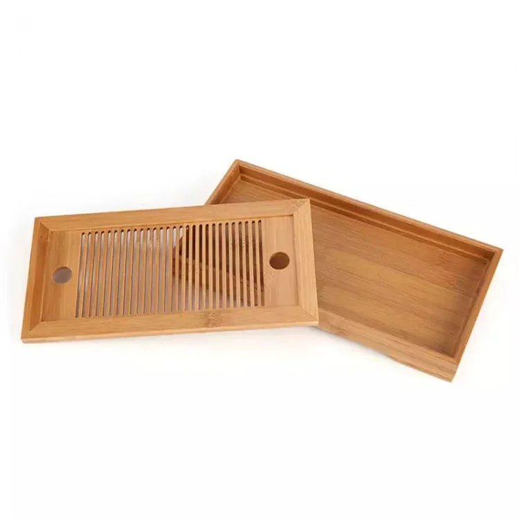 Plateaux de thé en bambou Accessoires de thé Kung Fu Table à thé avec égouttoir, Plateaux de thé en bambou