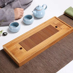 Plateaux de thé en bambou Accessoires de thé Kung Fu Table à thé avec égouttoir, Plateaux de thé en bambou