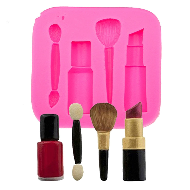 Moule en silicone en forme de crayon à sourcils et de rouge à lèvres, 2 pièces, pour décoration de gâteaux en pâte à sucre, chocolat, argile. Forme crayon à sourcils.