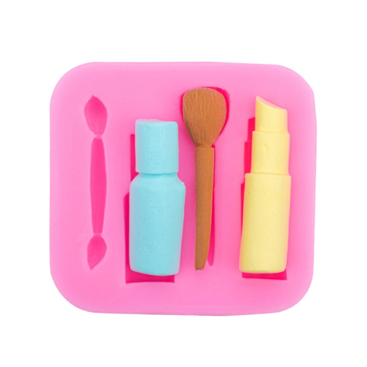 Moule en silicone en forme de crayon à sourcils et de rouge à lèvres, 2 pièces, pour décoration de gâteaux en pâte à sucre, chocolat, argile. Forme crayon à sourcils.