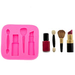 Moule en silicone en forme de crayon à sourcils et de rouge à lèvres, 2 pièces, pour décoration de gâteaux en pâte à sucre, chocolat, argile. Forme crayon à sourcils.