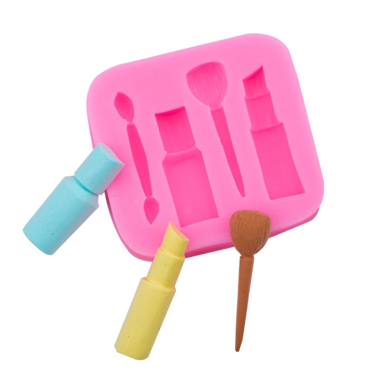Moule en silicone en forme de crayon à sourcils et de rouge à lèvres, 2 pièces, pour décoration de gâteaux en pâte à sucre, chocolat, argile. Forme crayon à sourcils.