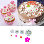Moule à biscuits en forme de prune, 4 pièces/ensemble, pour gâteau, fondant, printemps, impression, estampage