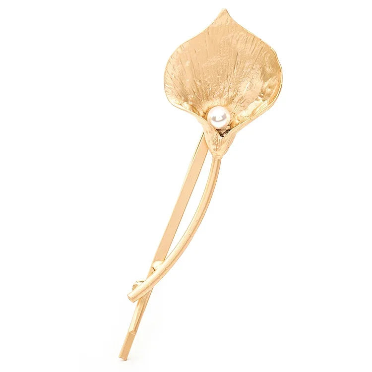 2 pinces à cheveux de mariée tendance, barrettes à fleurs, épingles à cheveux en perles et feuilles métalliques solides