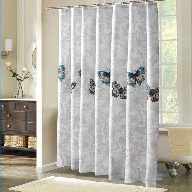 Rideaux de douche imperméables en polyester motif papillon, lavables, 80x180cm, 120x180cm