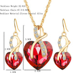 Parure de bijoux 3 pièces en forme de cœur avec cristaux de zircon pour femme