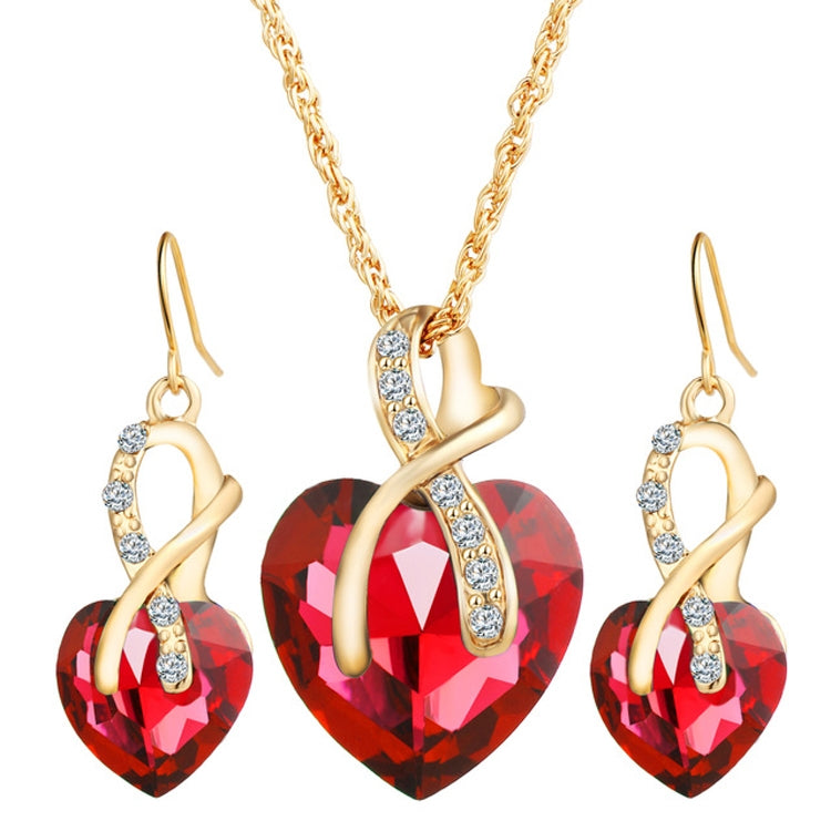 Parure de bijoux 3 pièces en forme de cœur avec cristaux de zircon pour femme
