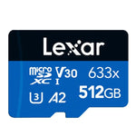 Carte mémoire flash haute vitesse Lexar 633x 512 Go pour appareil photo sport, téléphone portable et enregistreur de conduite (format TF), 512 Go