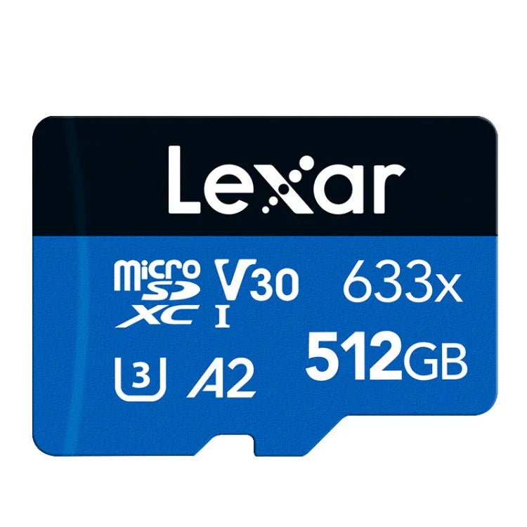 Carte mémoire flash haute vitesse Lexar 633x 512 Go pour appareil photo sport, téléphone portable et enregistreur de conduite (format TF), 512 Go