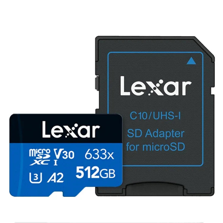 Carte mémoire flash haute vitesse Lexar 633x 512 Go pour appareil photo sport, téléphone portable et enregistreur de conduite (format TF), 512 Go