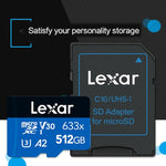 Carte mémoire flash haute vitesse Lexar 633x 512 Go pour appareil photo sport, téléphone portable et enregistreur de conduite (format TF), 512 Go