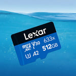 Carte mémoire flash haute vitesse Lexar 633x 512 Go pour appareil photo sport, téléphone portable et enregistreur de conduite (format TF), 512 Go