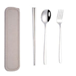 Ensemble de vaisselle portable en acier inoxydable, 3 pièces/ensemble, créatif, baguettes, cuillère, fourchette, cadeau, acier, noir, rose, rouge, bleu