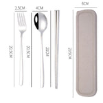 Ensemble de vaisselle portable en acier inoxydable, 3 pièces/ensemble, créatif, baguettes, cuillère, fourchette, cadeau, acier, noir, rose, rouge, bleu