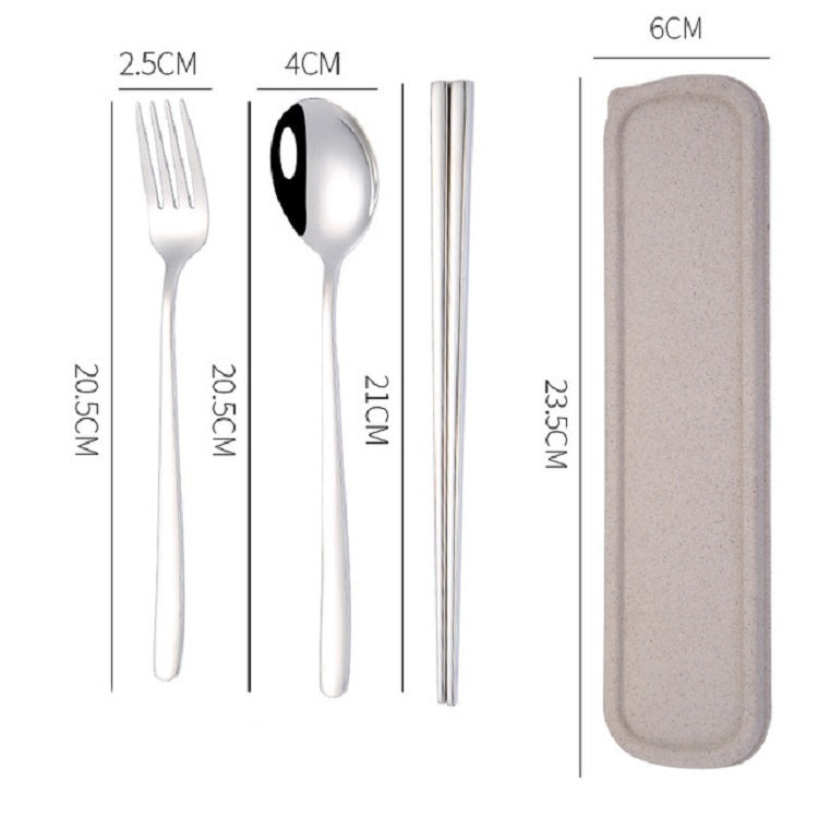 Ensemble de vaisselle portable en acier inoxydable, 3 pièces/ensemble, créatif, baguettes, cuillère, fourchette, cadeau, acier, noir, rose, rouge, bleu