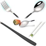 Ensemble de vaisselle portable en acier inoxydable, 3 pièces/ensemble, créatif, baguettes, cuillère, fourchette, cadeau, acier, noir, rose, rouge, bleu