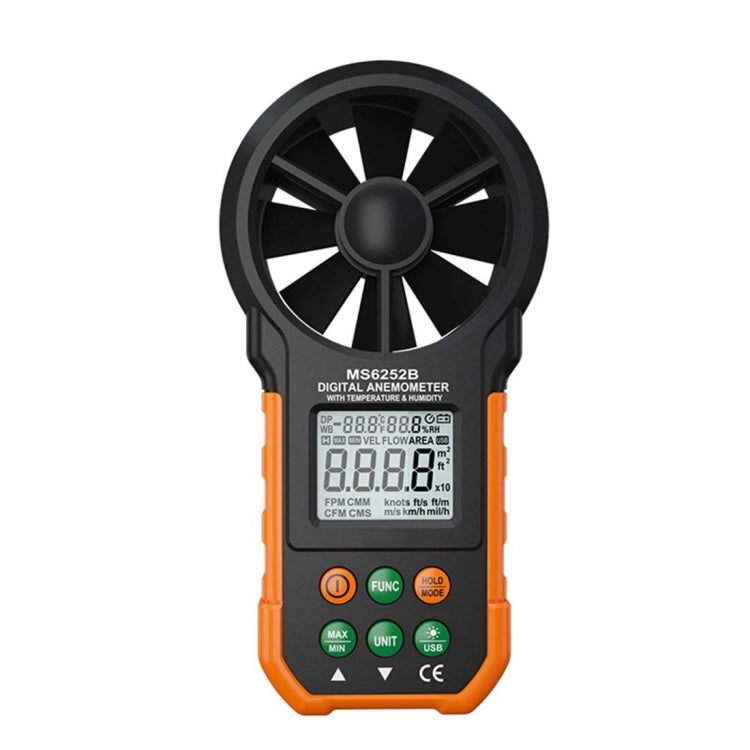 Instrument de mesure de la vitesse du vent et du volume d'air à affichage numérique haute précision PEAKMETER, MS6252A vitesse du vent, volume d'air, MS6252B température, humidité, USB