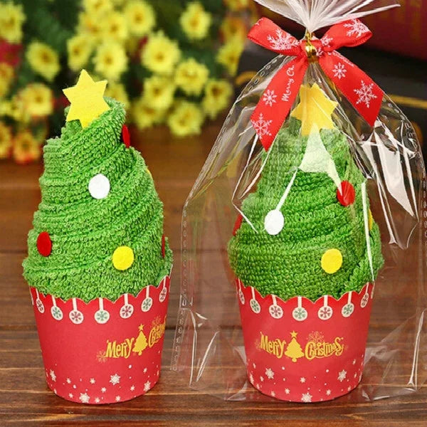 Serviette cadeau créative pour gâteau de Noël, lavette mignonne de Noël