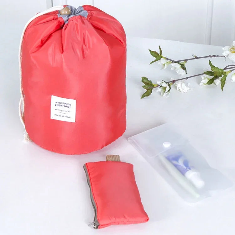 Trousse de Toilette Grande Capacité Voyage Sac de Lavage Rangement Imperméable Cylindrique Extérieur