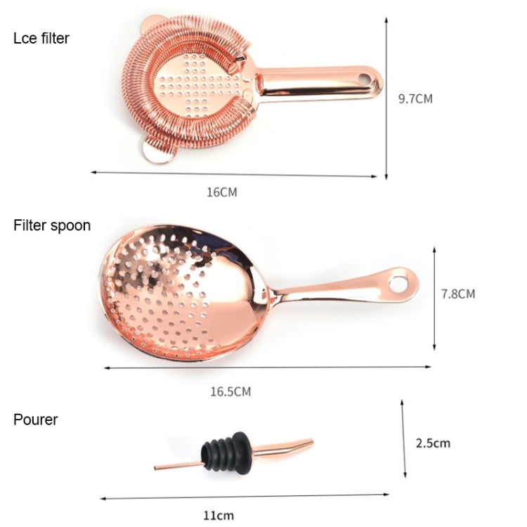 Ensemble à cocktail 11 en 1 avec filtre à vin, or rose, or, argent, noir