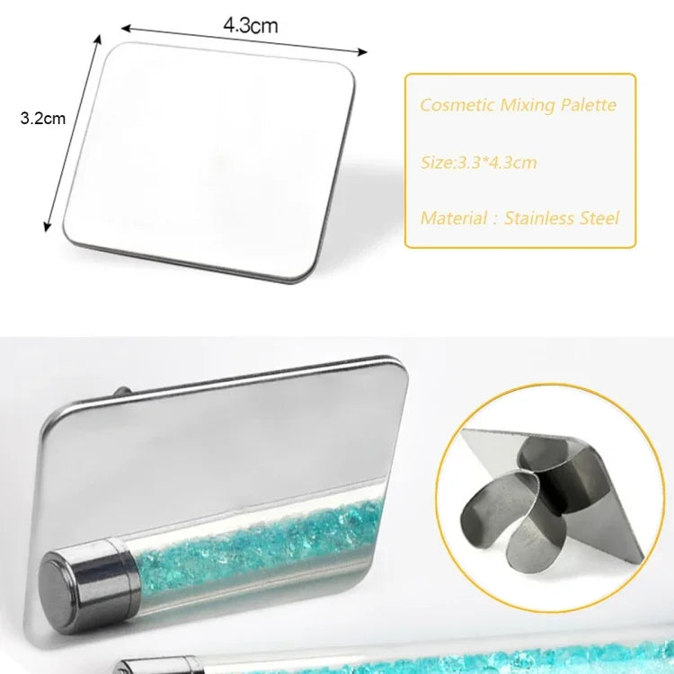Plaque en acier inoxydable pour manucure, palette de couleurs pour bagues, mélange de crème, fond de teint, outil de maquillage cosmétique, petit carré