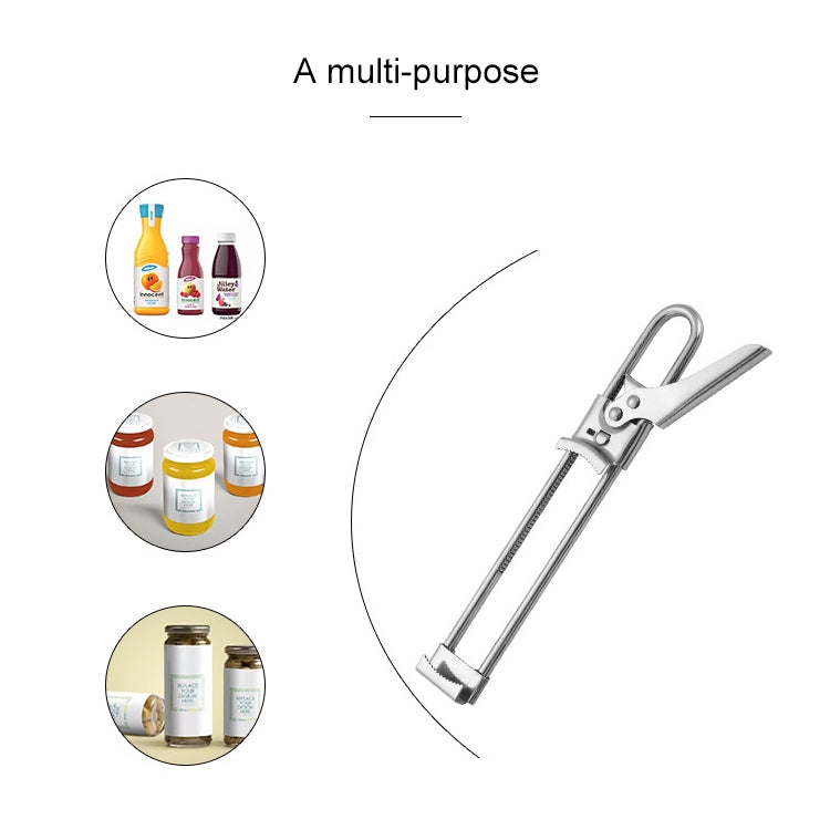 Ouvre-bouteille en acier inoxydable Ouvre-boîte réglable Ouvre-pot à confiture Gadget, Ouvre-boîte réglable