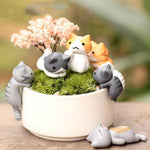 2 ensembles pot de fleurs succulentes mousse micro-paysage poupée chat mignon décoration gâteau poupée assemblage DIY, décoration poupée chat mignon