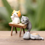 2 ensembles pot de fleurs succulentes mousse micro-paysage poupée chat mignon décoration gâteau poupée assemblage DIY, décoration poupée chat mignon